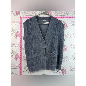 Clover vest button up cardigan knit Cable-Knit Button Front Sweater Vest